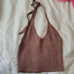 Brown halter crop top